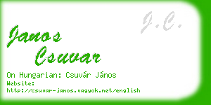 janos csuvar business card